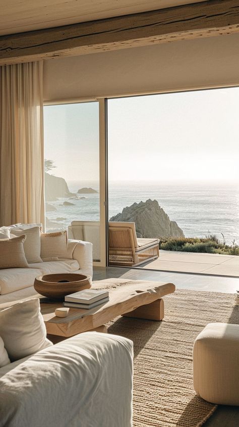 Chic coastal living room with unique and extraordinary design elements Acapulco, Beach Home Aesthetic, Minimalist Contemporary Living Room, Coastal Living Rooms Ideas, Beach Apartment Decor, Aesthetic Beach House, California Coastal Style, Minimalist Beach House, Beach House Decor Living Room