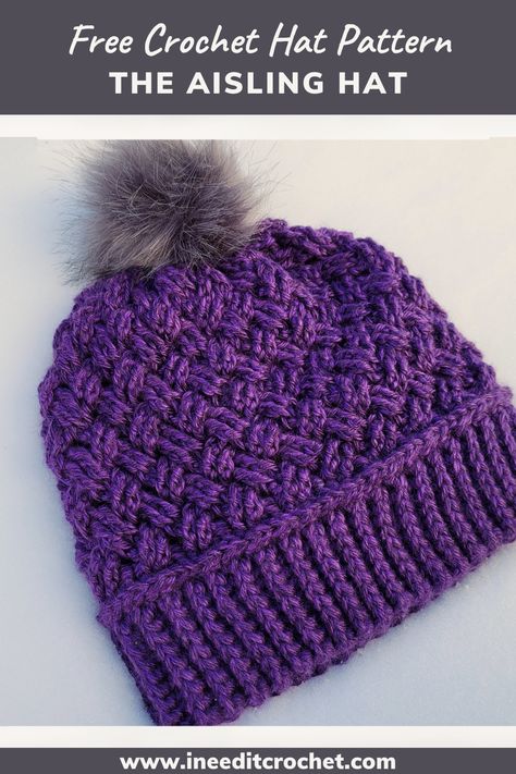 Check out this amazing free crochet hat pattern by I Need It Crochet Designs. The Aisling Hat! Crochet Hats Free Pattern Ladies, Chunky Crochet Hat, Beanie Pattern Free, Easy Crochet Hat Patterns, Crochet Beanie Pattern Free, Crochet Adult Hat, Crochet Mignon, Beanie Hat Pattern, Confection Au Crochet
