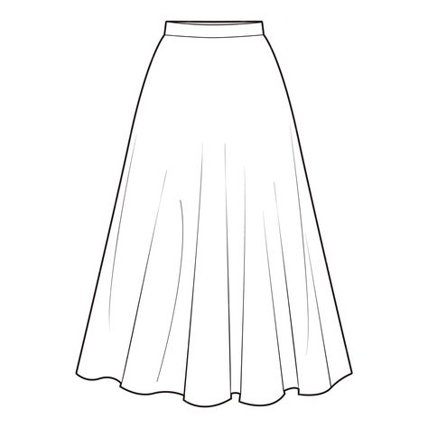 Premium Vector | Circular skirt skirt flat drawing fashion flat sketches Croquis, Couture, Draw Pleated Skirt, Flared Skirt Illustration, Circular Skirt Illustration, A Line Skirt Illustration, Skirt Flat Sketch Front And Back, Pencil Skirt Drawing, How To Draw A Long Skirt