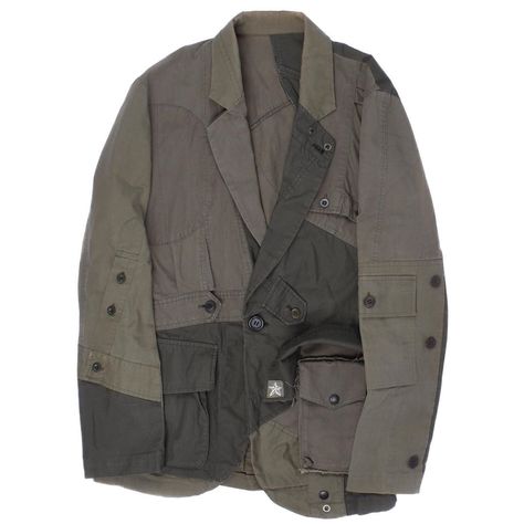 Patchwork, Reconstructed Blazer, Patchwork Blazer, Reconstructed Clothing, Hysteric Glamour, Cut Up, Fashion Details, Military Jacket, Olive Green