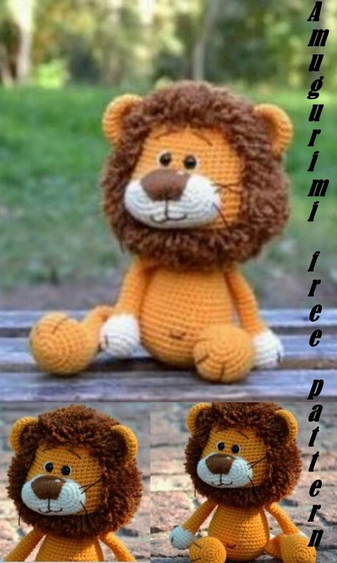 Amigurumi Lion Free Crochet Pattern - Amigurumi Lion Applique, Amigurumi Lion, Amigurumi Elephant Pattern, Lion Crochet, Yarn Tutorials, Amigurumi Minta, Crochet Throw Pattern, Crochet Doll Tutorial, Easy Crochet Animals