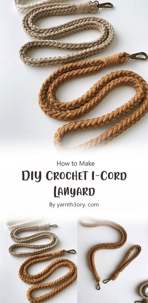 Amigurumi Patterns, Rope Purse Handles Diy, Crochet On The Go Bag, Crochet Rope Strap, Crochet With Cord Ideas, How To Make A Macrame Lanyard, Crochet Patterns With Macrame Cord, I Cord Keychain, How To Crochet I Cord