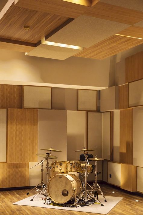 Ceiling Paneling, Studio Music Room, Studio Room Design, Recording Room, Drums Studio, Ideas Terraza, Studio Foam, Music Room Design, Drum Room