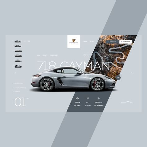 Porsche Cayman Product Page Concept Design Ui /Ux ;)#porsche #cayman #car #web #webdesign #webstagram #webdesigner #webdevelopment #ui #ux #uidesign #uxdesign #uiux #behance #dribbble #graphicdesign #graphic #graphicdesigner #design #designinspiration #designer #creative #app Creative Car Ads Design, Car Banner Design Graphics, Car Posts Instagram, Car Ux Design, Car Layout Design, Porsche Graphic Design, Portfolio Landing Page Design, Dynamic Website Design, Automotive Graphic Design