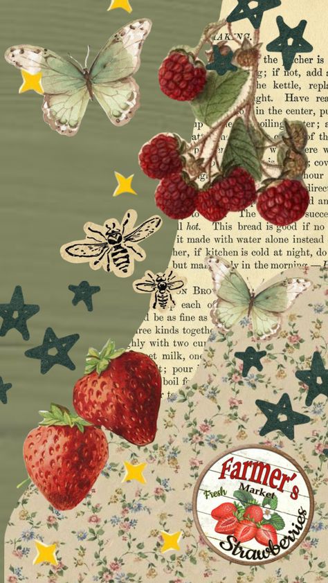 #wallpaper #art #vintage #strawberry #strawberries Strawberry And Flower Wallpaper, Strawberry Y2k Wallpaper, Strawberry Flower Wallpaper, Strawberry Art Wallpaper, Strawberry Field Wallpaper, Strawberry Collage Wallpaper, Dark Strawberry Wallpaper, Cute Strawberry Wallpaper Kawaii, Vintage Strawberry Aesthetic