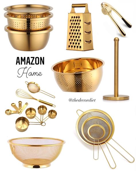 Gold Kitchen Gadgets, Kitchen Gold Accessories, Kitchen Decor Gold Accents, Silver And Gold Kitchen Decor, Gold And Silver Kitchen Decor, White And Gold Kitchen Utensils, Black And Gold Kitchen Utensils, Gold Accent Kitchen Decor, Black White And Gold Kitchen Decor