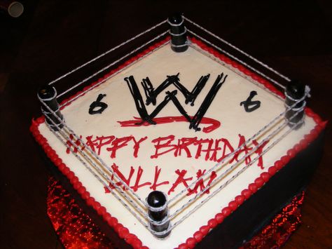 WWE cake: n this is what my jayden wants for his 7th birthday n he wants to put jon cena n the rock on the ring John Cena Birthday, Wrestling Birthday Cakes, Wwe Birthday Cakes, Wwe Cake, Wrestling Birthday Parties, Wrestling Cake, Wwe Birthday Party, Wrestling Birthday, Wrestling Party