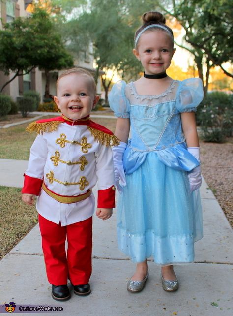 Alisse: My four year old daughter came up with this idea all on her own- I will be Princess Cinderella and Baby Brother will be my Prince Charming!. Cinderella Prince Charming, Prince Charming Costume, 2015 Halloween Costumes, Cinderella Prince, Cinderella And Prince Charming, Cinderella Costume, Costume Works, Diy Costumes Kids, White Polo Shirt