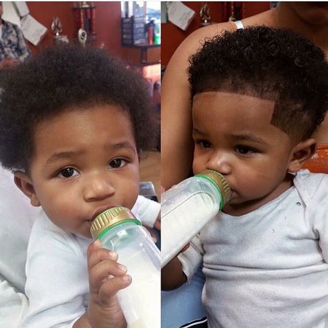 First cut cute! But he looks a little grown with that cut in my opinion lol Baby Boy Hairstyles Black, Black Baby Boy Hairstyles, Boy Hairstyles Black, Baby Boy Long Hair, Baby Boy Haircut Styles, Baby Boy First Haircut, Boys First Haircut, 1st Haircut, Black Baby Boy