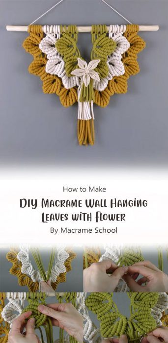 School Macrame Wall Hanging Leaves, Macrame Leaves Wall Hanging, Small Macrame Projects, Diy Macrame Projects, Macrame School, Macrame Leaves, Hanging Leaves, Diy Macrame Wall Hanging, Shower Plant