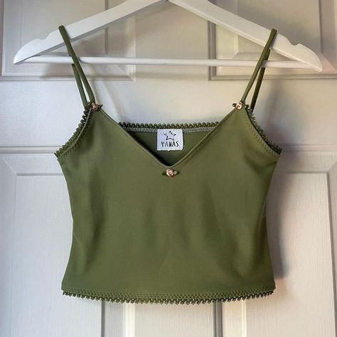 Green Coquette, Coquette Tops, Mary Janes Outfit, Green Tank Top, Green Tank, Going Out Tops, Girls Wardrobe, Green Outfit, Really Cute Outfits