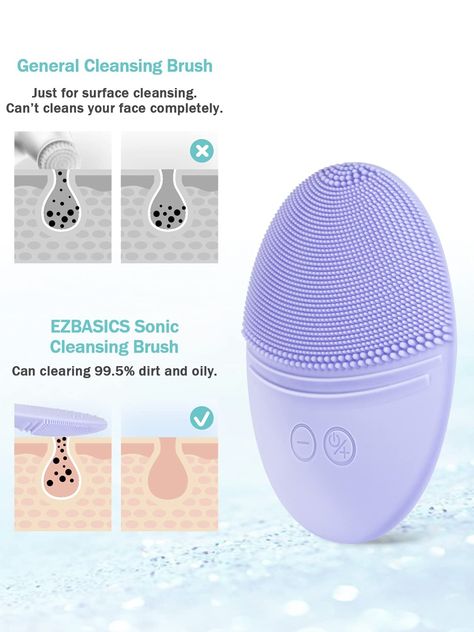 Silicone Face Brush, Sonic Facial Cleansing Brush, Sonic Face, Deep Clean Pores, Skincare Brush, Face Brush Cleansing, Face Scrubber, Normal Skin Type, Cleansing Face