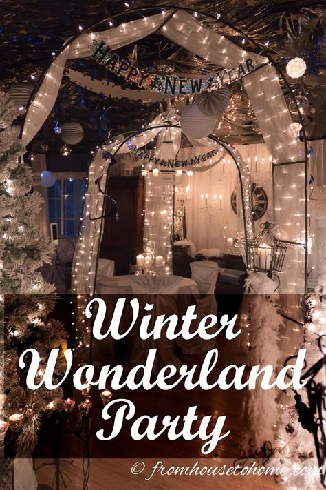 Winter Wonderland Party Ideas | Looking to throw a winter wonderland party and want some ideas for food, drinks and decor? This post has lots of great suggestions! Would also be good for a White Party or Wedding. Natal, Post Holiday Party Ideas, Sweet 16 Party Ideas In January, Winter Outside Party Ideas, Snowball Party Ideas, Food For Winter Party, Winter Party Decorations Elegant, Winter Birthday Desserts, Winter Themed Dance