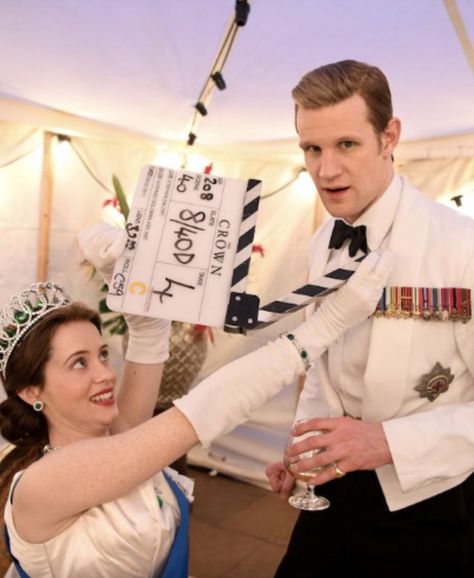 The Crown Claire Foy, Matt Smith And Claire Foy, The Crown Behind The Scenes, The Crown Matt Smith, Locker Collage, The Crown Aesthetic, Claire Foy The Crown, Claire Foy Matt Smith, Clair Foy