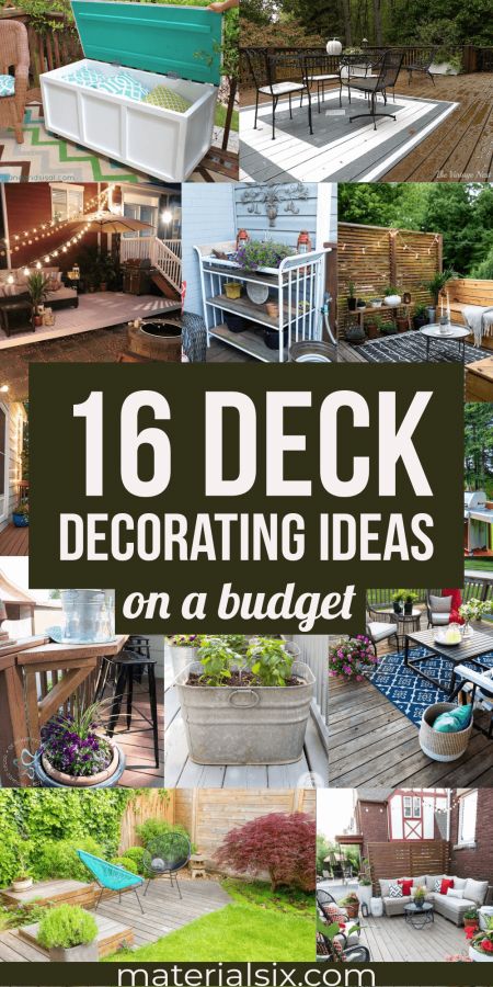 Cute Deck Ideas Back Porches, Patio Cheap Ideas, Outdoor Decking Decorating Ideas, Patio Decking Ideas On A Budget, Garden Decking Decor, Deck Decor Ideas Outdoor, Back Deck Patio Furniture Ideas, Easy Deck Decor, Pool Patios And Decks