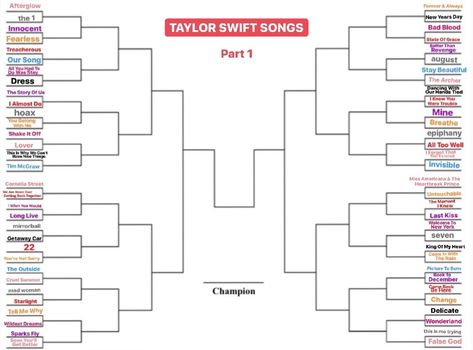 Taylor Swift Song Ranking Template, Periodic Table Of Taylor Swift, Taylor Swift Charades, Taylor Swift Bracket All Songs, Taylor Swift Song Bracket All Songs, Taylor Swift Bracket, Taylor Swift Song Bracket, Song Bracket, Taylor Swift Games