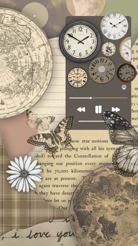 Created by beckyrutherford_ on Shuffles Clock Wallpaper Aesthetic, Clock Wallpaper Iphone, Celestial Vintage, Art For Walls, Handmade Journals Diy, Vintage Style Wallpaper, Clock Wallpaper, Pretty Wallpapers Tumblr, Vintage Clocks