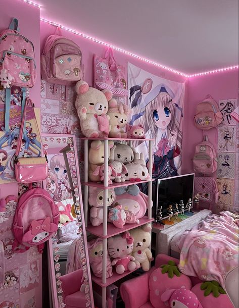Sanrio Room, Hello Kitty Room Decor, Kawaii Room Ideas, Hello Kitty Bedroom, Kawaii Bedroom, Hello Kitty Rooms, Pink Room Decor, Otaku Room, Kawaii Room Decor
