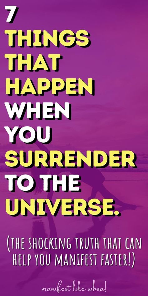 When you surrender to the universe, you open yourself up to endless possibilities and allow the universe to guide you. Surrendering to the universe can lead to some amazing changes in your life and shift the way you view yourself and the world around you. Here are seven things that happen when you surrender to the universe. Surrender To The Universe, Spiritual Awakening Higher Consciousness, Attraction Spell, Chakra Affirmations, Vision Board Manifestation, Law Of Attraction Tips, Energy Work, Chakra Meditation, Mindfulness Practice