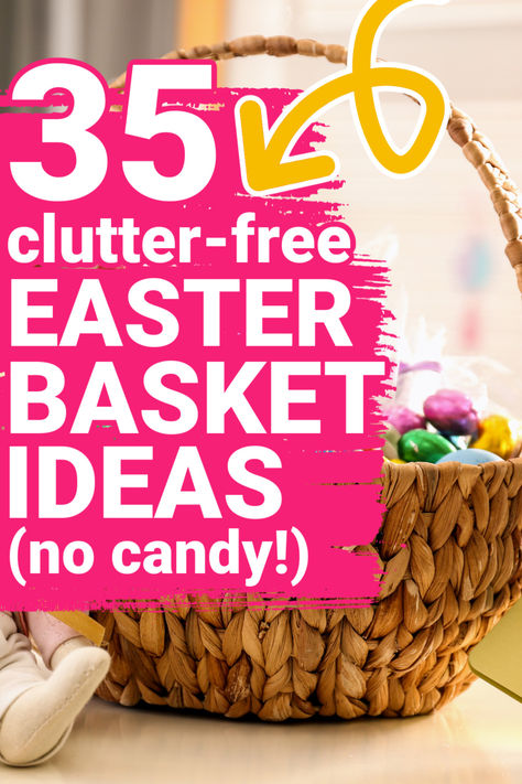 Clutter-Free Easter Basket Ideas: if you love to give your kids a full Easter basket, here are 35 practical and consumable options! Reminder - you can just give one thing in addition to Easter candy. Easter doesn't need to be Christmas 2.0. 😉 Minimalist Easter Basket, No Candy Easter Basket, Simple Easter Baskets, Easter Basket Ideas For Kids, Relaxed Homeschooling, Candy Easter Basket, Easter Stuff, Easter Basket Ideas, Kids Easter Basket