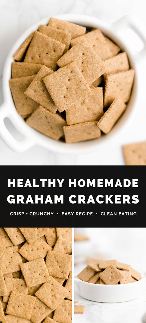 Healthy Crackers Recipe, Healthy Graham Crackers, Healthy Crackers, Graham Cracker Recipes, Gluten Free Graham Crackers, Healthy Homemade Snacks, Gluten Free Crackers, Easy Clean Eating Recipes, Homemade Graham Crackers