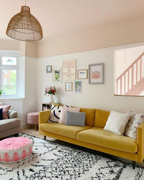 Yellow Chest Of Drawers, Conservatory Kitchen, Victorian Renovation, Yellow Sofa, Bungalow Renovation, 1930s House, Open Plan Kitchen Living Room, Old Fireplace, Plan Kitchen