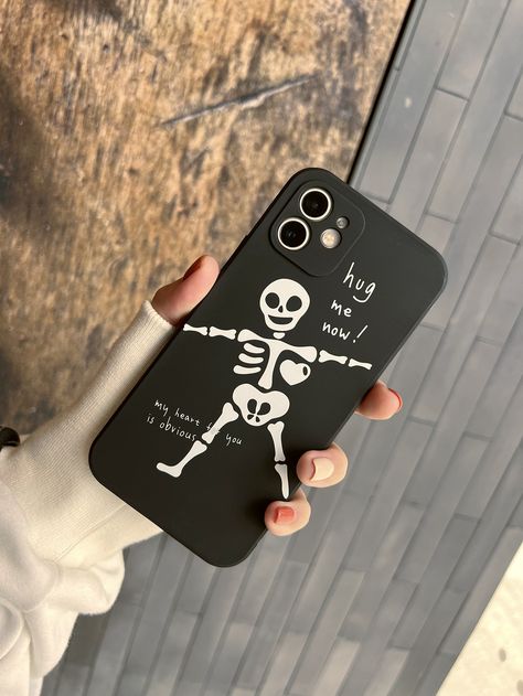 Aesthetic Phone Case For Samsung, Black Phone Case Aesthetic, Eboy Aesthetic, Artsy Phone Cases, Skeleton Pattern, Diy Phone Case Design, Phone Covers Diy, Customised Phone Case, Vintage Phones