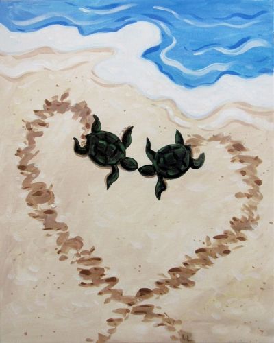 Painting Of Turtle, Simple Sea Turtle Painting, Beach Turtle Painting, Painting Ideas Easy Simple Ocean, Seashell Rock Painting, Cool Simple Paintings Aesthetic, Beach Painting On Wood, Good Ideas For Painting, Golf Course Painting Easy