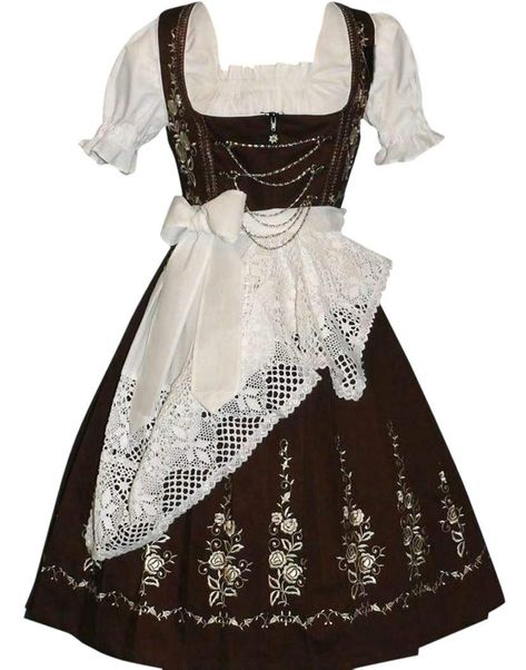 PRICES MAY VARY. 80% Cotton, 20% Polyester Imported Zipper closure Machine Wash 3 PIECE OUTFIT - You Will Receive The Complete Set - The Brown Dirndl With Soft Beige Embroidery, The White Lace Apron And Crop Top. Wear All 3 Pieces For An Authentic German Bavarian Trachten Look Or Separately. You Will Look Lovely For Oktoberfest, Christmas, A Renaissance Festival, Halloween Or A Holiday Party. EMBROIDERY WIDTH & DETAILING - The Pretty Embroidery Around The Base Is 11 1/2" (Inches) High. The Embro Dirndl, Modern Chic Outfits, Oktoberfest Dress, Lace Apron, German Outfit, German Dress, Oktoberfest Outfit, Pretty Embroidery, Long Midi