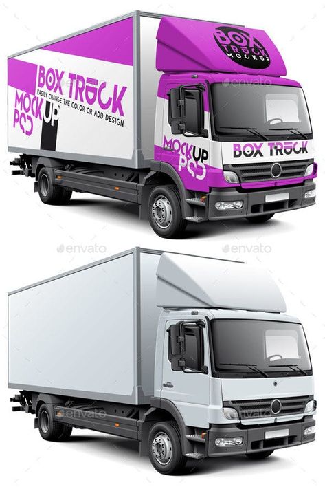 Box Truck Mockup - Vehicle Wraps Print Truck Wraps Graphics, Logistics Logo, Service Template, Truck Graphics, Truck Cargo, Truck Boxes, Box Truck, Vehicle Wrap, Van Wrap