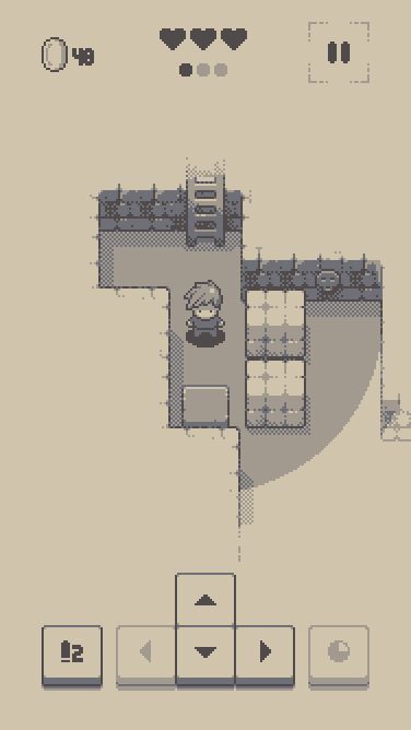 Into the Dim - Retro Turn-Based RPG on Behance Indie Game Pixel Art, Pixel Art Level Design, Monochrome Pixel Art, Chest Pixel Art, Pixel Art Game Design, Gameboy Pixel Art, Level Design Game, Pixel Art Room, Retro Game Design