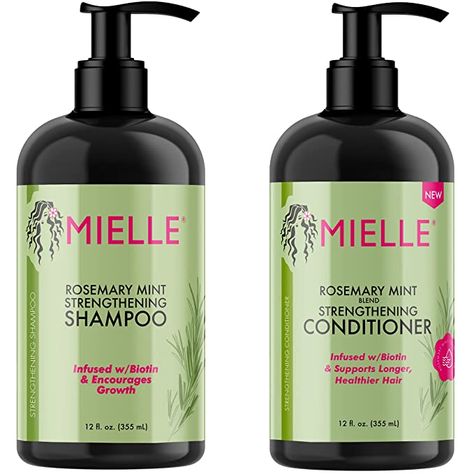 Mielle Organics Rosemary Mint Strengthening Shampoo and Conditioner Infused with Biotin Rosemary Mint Shampoo, Rosemary Shampoo, Mielle Organics, Rosemary Oil For Hair, Mint Shampoo, Mint Hair, Shampoo And Conditioner Set, Good Shampoo And Conditioner, Shampoo For Curly Hair