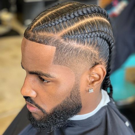 LA Barber Matt Johnston on Instagram: “Blessed the bro @d__rock 🔥💈@hairjordan_310 went crazy on the braids✊🏼 . Book me on my page LA! . . #Labarber #melrosebarber #fairfaxbarber…” Cornrows Men, Cornrow Braids Men, Cornrow Styles For Men, Braids With Fade, New Braided Hairstyles, Braid Styles For Men, Boy Braids Hairstyles, Cornrow Hairstyles For Men, Braids For Boys