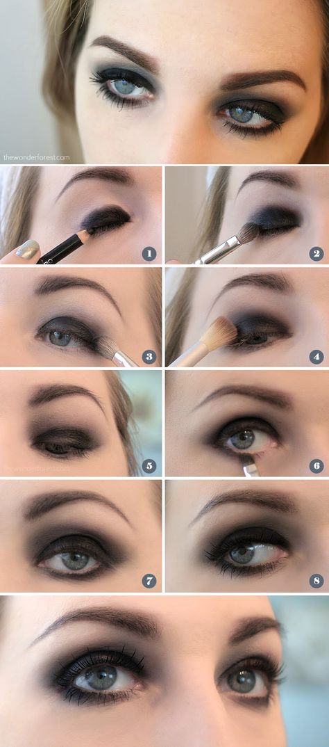 I plan to use this eye makeup technique for my pirate costume. Excellent descriptions for each step. Trucco Smokey Eye, Pirate Makeup, Smokey Eyes Tutorial, 1920s Makeup, Dramatic Smokey Eye, Dark Smokey Eye, Drag Make-up, Black Smokey, Smink Inspiration