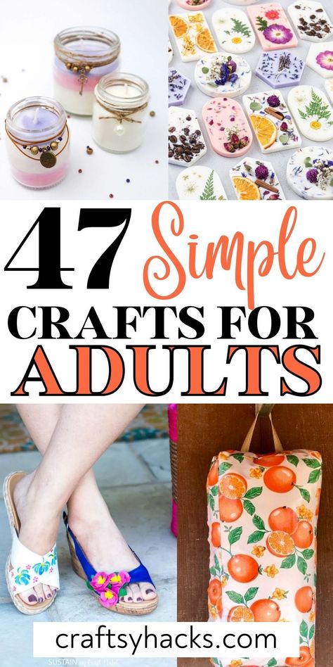 Get back in touch with your creative side with these craft ideas for adults! This list of arts and crafts is sure to inspire you. From DIY home decor and upcycled fashion to coloring pages, these projects will provide hours of fun and relaxation. Arts And Crafts For Adults Christmas, Easy Crafts For Older Adults, Easy Diy For Adults, Diy Crafts For Seniors Citizens, Things To Make When Your Bored Crafts, Craft Class Ideas For Adults, Easy Ladies Night Crafts, Inexpensive Crafts For Adults, Glitter Projects For Adults