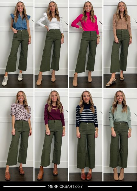 olive green pans Olive Pantalon Outfit, Olive Green And Mustard Outfit, Combination With Green Pants, Tops For Green Pants, Olive Green Striped Shirt Outfit, Olive Green Pants Outfit Women Work, Olive Green Jeans Outfit Fall, Green Pairing Color Outfit, Yellow And Olive Green Outfit