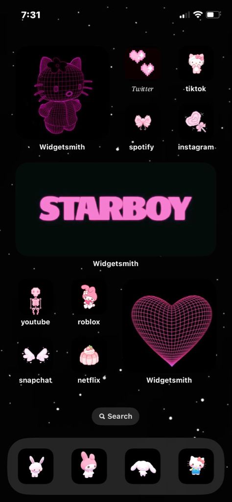 Phone Themes Baddie, Home Screen Layout Iphone Pink And Black, Pink Y2k Homescreen Layout, Ios 16 Home Screen Ideas Pink And Black, Y2k Themed Phone, Iphone Ios 16 Layout Ideas, Y2k Ios Layout, Dark Pink Theme Aesthetic, Dark Iphone Layout
