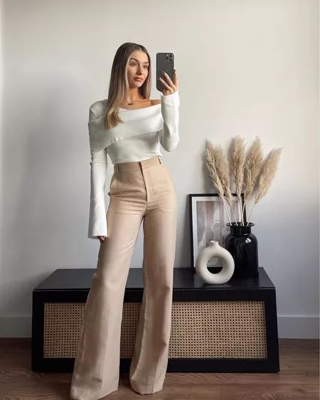 Brigitte Asymmetric Knit Top- Cream curated on LTK Classy Feminine Outfits, Lily Clark, Fall Chic Outfits, Cream Outfit, Sophisticated Outfits, Womens Wedding Dresses, Event Outfit, Elegantes Outfit, Light Academia