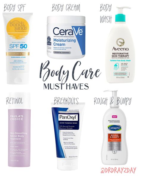 Dermatologist recommended skin care products for the body. Skin Care Recommendations, Skin Care Must Haves, Best Body Moisturizer, Sulfate Free Body Wash, Moisturizing Routine, Best Body Wash, Dermatologist Recommended Skincare, Skin Cream Anti Aging, Recommended Skin Care Products