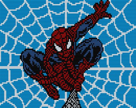 The Amazing Spiderman Square Grid Pattern 130 Columns X 80 Rows Crochet Grid Patterns Spiderman, Spider Man Pixel Art Grid, Pixel Art Pattern Spiderman, Spiderman Grid Pattern, Spiderman Pixel Art Grid, Spiderman Grid, Spiderman Cross Stitch, Pixel Grid Pattern, Pixel Art Spiderman