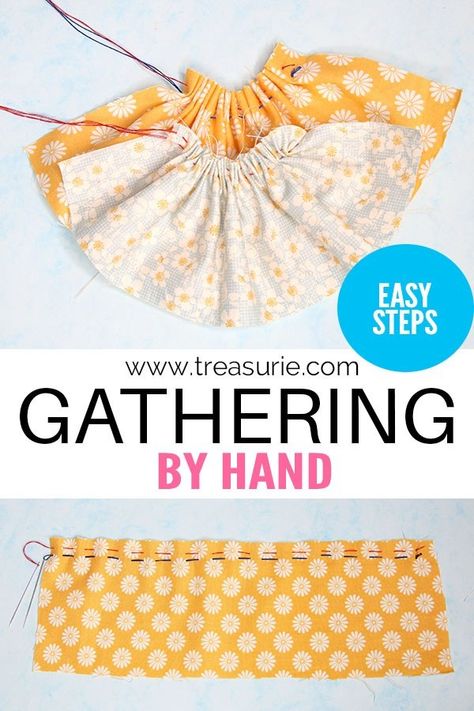 Shirring By Hand, How To Sow By Hand, Hand Sewing Hacks, Sewing Patterns Kids, How To Make Ruffles, Gather Fabric, Sewing Ruffles, Gathered Fabric, Hand Sewing Projects