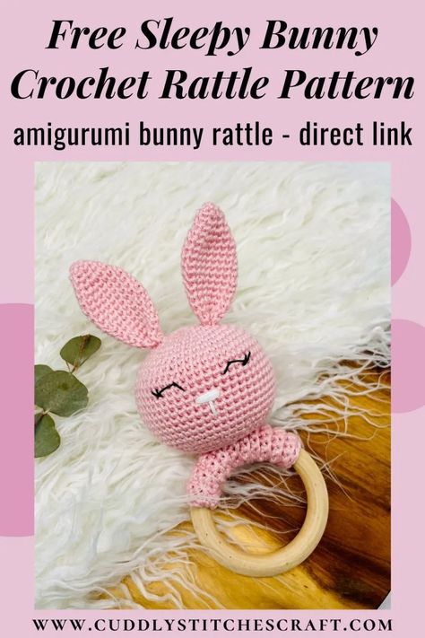 Amigurumi Patterns, Amigurumi Colorful, Bunny Rattle, Amigurumi Minta, Knitting Toys, Ring Pattern, Crochet Lovey, Lovey Pattern, Bunny Amigurumi