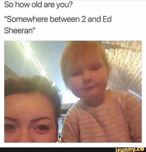 So how old are you? "Somewhere between 2 and Ed Sheeran" – popular memes on the site iFunny.co #edsheeran #celebrities #so #how #old #somewhere #ed #sheeran #pic Ed Sheeran Memes, Funny Clean, Meme Comics, Clean Memes, Funny Picture, Clean Humor, Memes Humor, Really Funny Joke, Komik Internet Fenomenleri