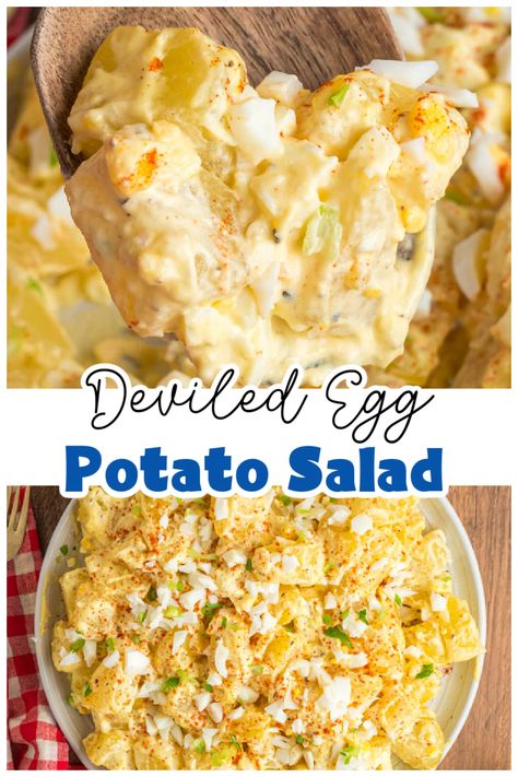 Indulge in the ultimate comfort food with our mouthwatering Deviled Egg Potato Salad recipe! Creamy potatoes, crunchy celery, and zesty onions blend harmoniously with silky smooth deviled egg filling for a dish that's sure to impress. Perfect for picnics, barbecues, or cozy family dinners. Try it today