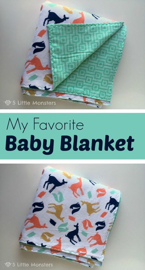 5 Little Monsters: My Favorite Quick and Easy Baby Blanket Baby Blanket Tutorial, Diy Baby Blanket, Blanket Tutorial, Easy Baby Blanket, Diy Baby Gifts, Baby Sewing Projects, Quilt Baby, Sewing Projects For Kids, Baby Projects