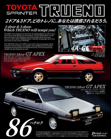 AE86 trueno Poster designed by @periodcorrectuk available 27.03.2024 #ae86 #hachiroku #trueno #jdm #86 Japanese Car Poster, Toyota Ae86 Trueno, Ae86 Trueno, Ae 86, Toyota Ae86, Learn Photo Editing, Car Artwork, Car Poster, Sports Package