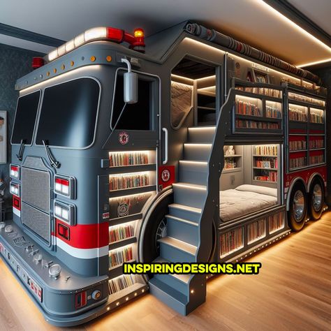 Cool Kids Beds For Boys, Car Room Design, Cool Boy Beds, Hot Wheels Bedroom Ideas, Car Beds For Boys, Cool Beds For Boys, Boy Beds, Bed For Boys, Firetruck Bed