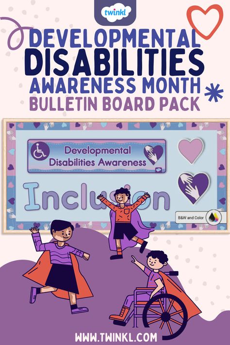 Twinkl's Developmental Disabilities Awareness Bulletin Board Design Pack celebrates the diverse abilities and unique contributions of people with developmental disabilities to our communities. Join us in raising awareness and promoting inclusion for individuals of all abilities. Let's build a more inclusive society together! Developmental Disabilities Awareness, Disabilities Awareness, Communication Activities, Bulletin Board Design, Special Education Activities, Life Skills Activities, Special Needs Students, Developmental Disabilities, Special Education Classroom
