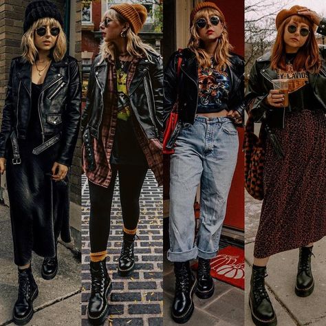 Edgy Day Outfit, Fall Rocker Outfits, Cosy Grunge Outfit, Edgy Thrifted Outfits, Fall 2023 Fashion Trends Edgy, Edgy Slip Dress Outfit, Punk Fall Outfits Grunge, Band Shirt Outfits Fall, Billy Talent Concert Outfit