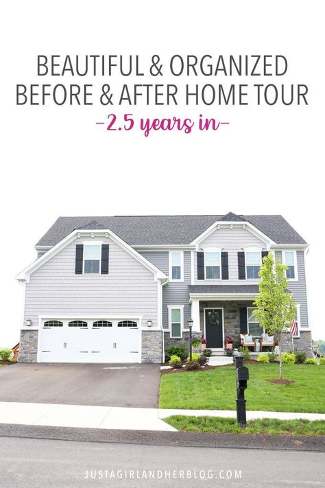 Two and a half years ago we built a Ryan Homes Palermo. Come see the progress we've made in our updated home tour! | #ryanhomes #palermo #hometour Before After Home, Redecorating Ideas, Ryan Homes, Interior Minimalista, Two And A Half, Building A New Home, Flooring Options, Cheap Decor, Rustic Home